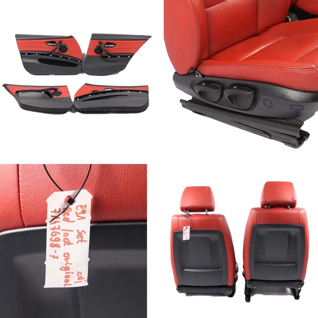 Seats BMW 3 Series Touring Red Leather Interior Front Rear Seat Door Cards to with Part number E91 Seats BMW 3 Series Touring Red Leather Interior Front Rear Seat Door Cards - SKU E91 Red Leather Seats - Part number E91
