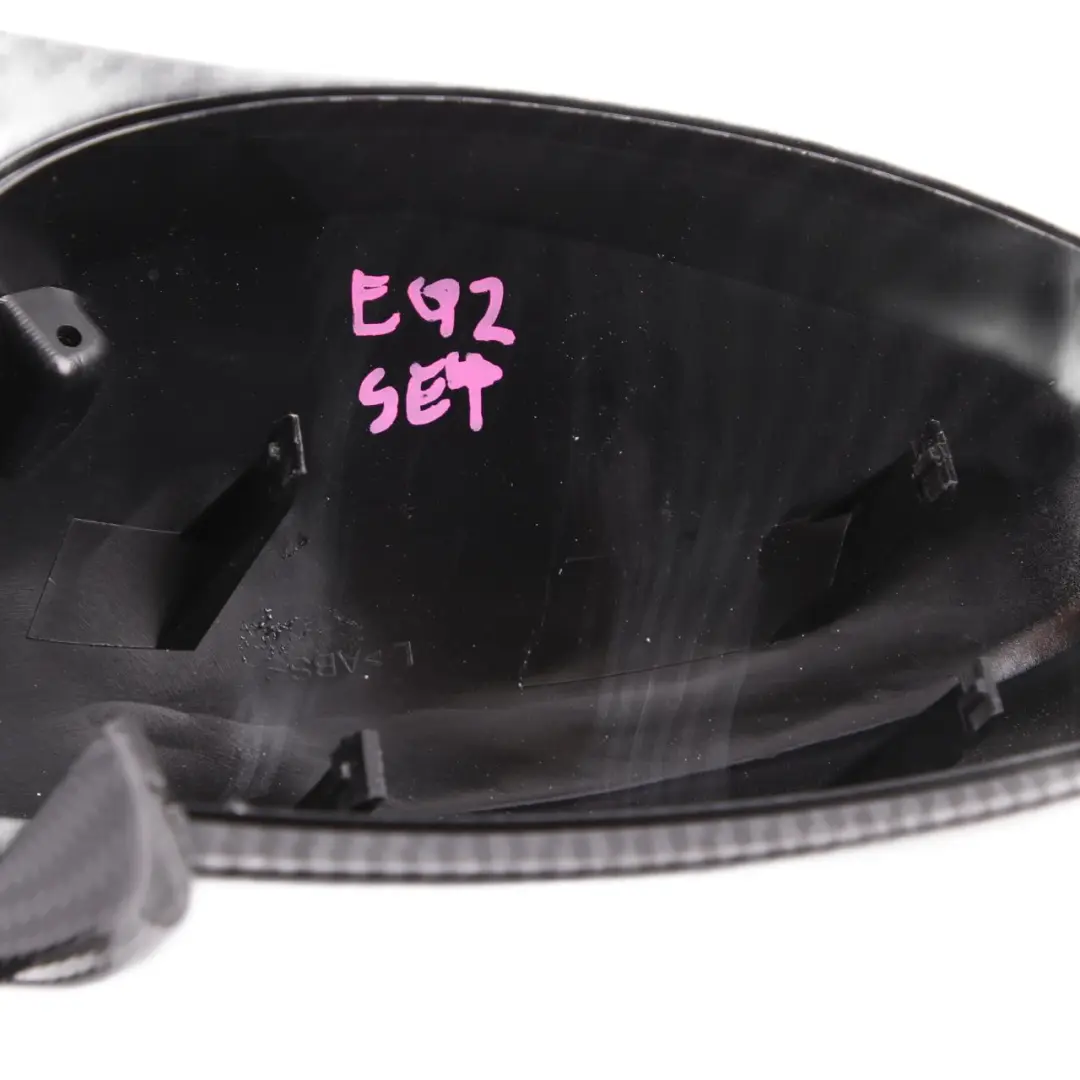 BMW E93 Wing Mirror Cover Left Right Cap N/O/S Casing Carbon Set - SKU E92 Wing Mirror Cover Set - Part number E92
