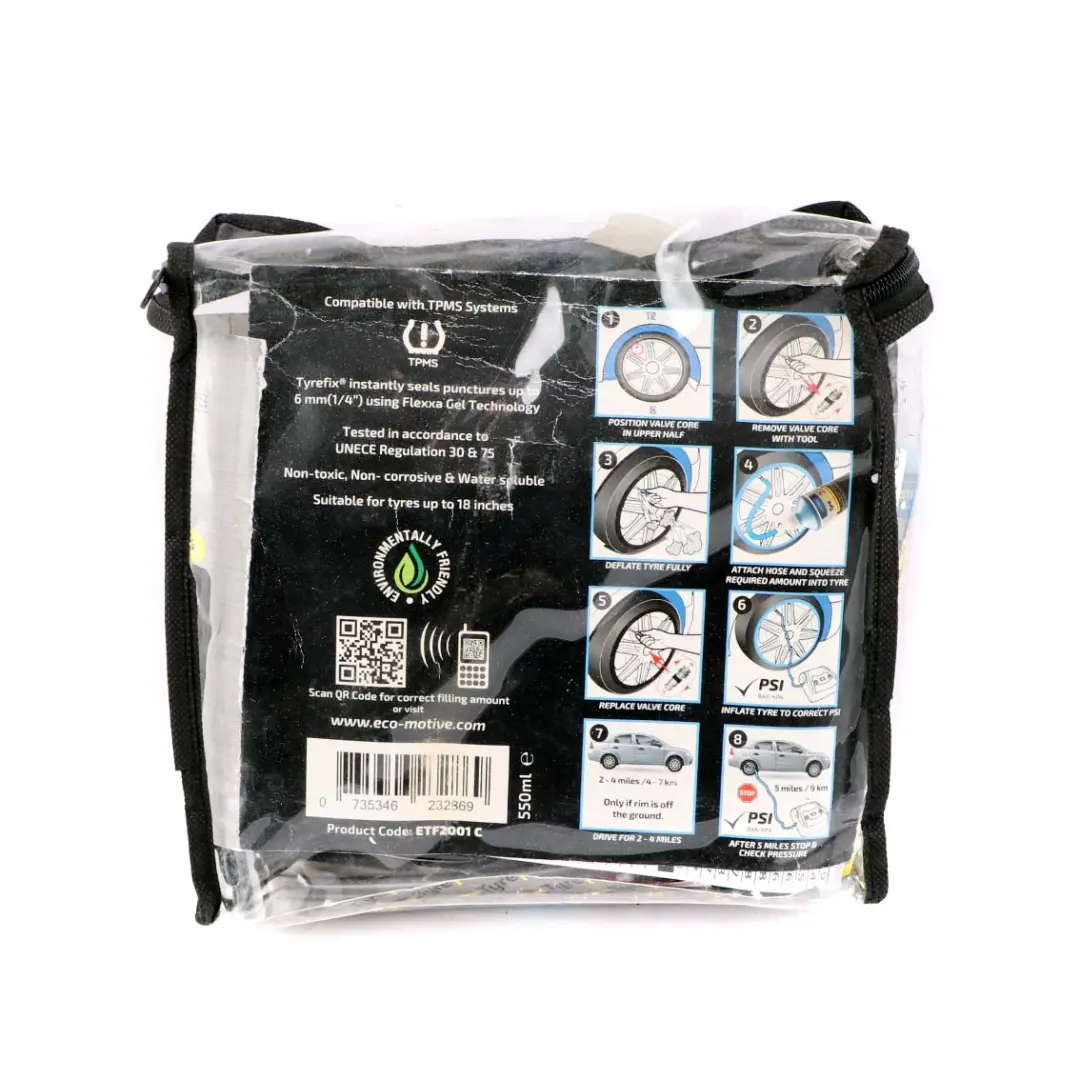  Emergency Tyre Puncture Repair Kit Tyre Sealant - SKU Ecomotive Tyrefix - Part number Air Compressor