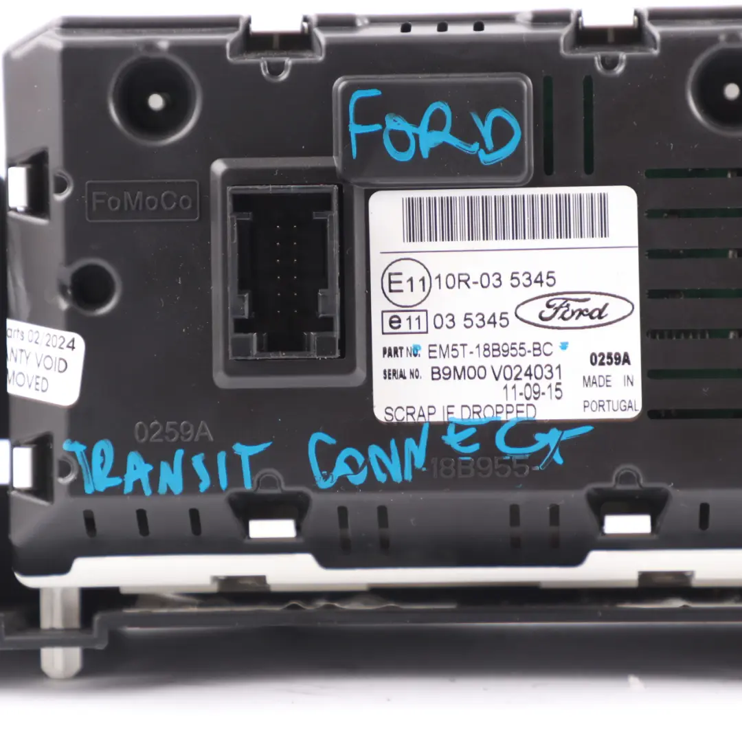 Ford Transit Connect Dash Display Screen Multifunction Head Unit - SKU EM5T18B955BC - Part number EM5T18B955BC