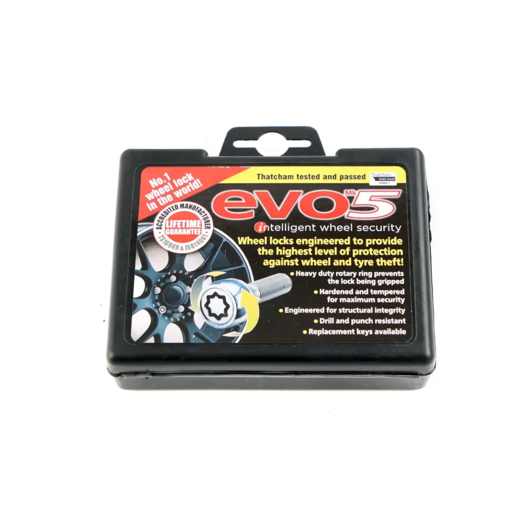 Locking Alloy Bolt Locks Security Nut Set M12x1.50 to BMW 1 E81 E87 Wheel with Part number Evo Mk5 BMW 1 E81 E87 Wheel Locking Alloy Bolt Locks Security Nut Set M12x1.50 - SKU Evo Mk5 - Part number Evo Mk5