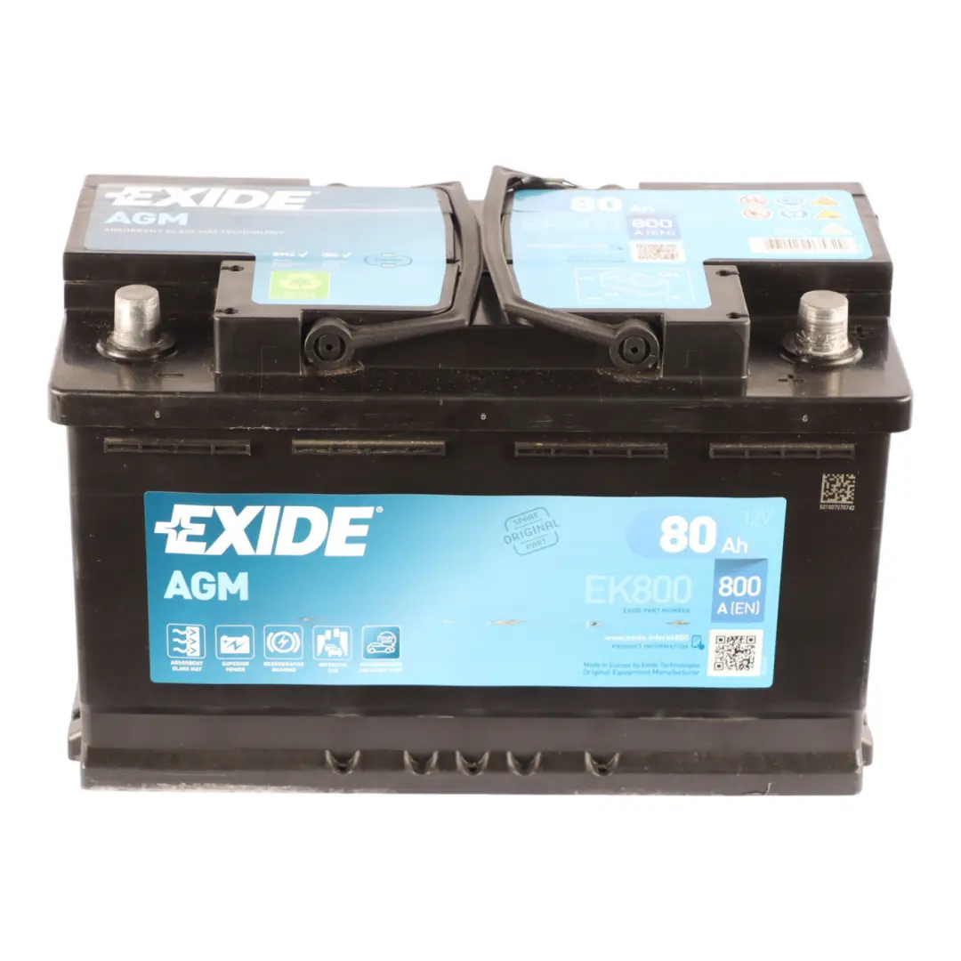 Exide Battery Start Stop AGM EK800 80Ah 800A Accumulator to with Part number Exide AGM 80Ah Exide Battery Start Stop AGM EK800 80Ah 800A Accumulator - SKU Exide AGM 80Ah - Part number Exide AGM 80Ah