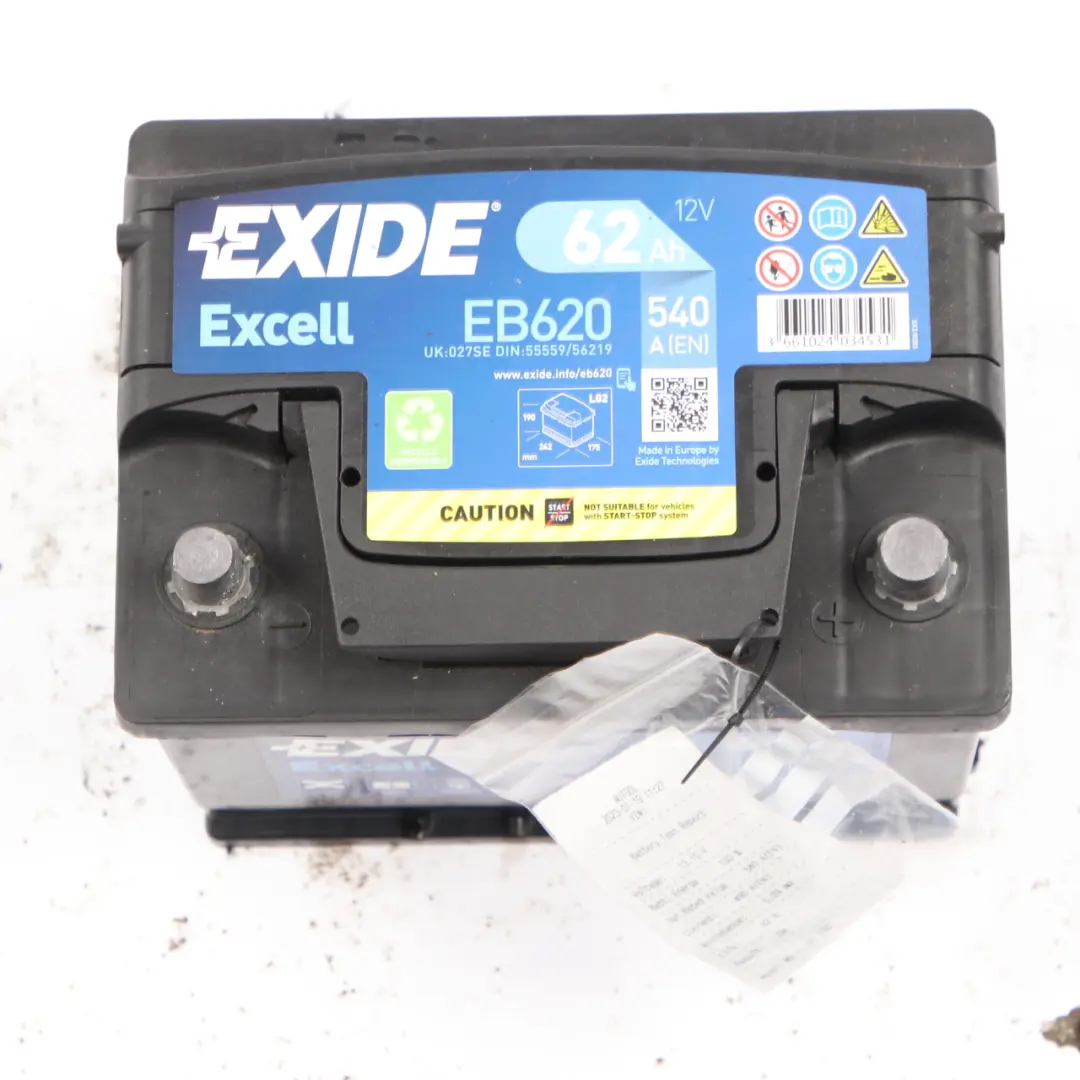 Exide Battery Excell EB620 62Ah 540A Accumulator to with Part number Exide Excell 62Ah Exide Battery Excell EB620 62Ah 540A Accumulator - SKU Exide Excell 62Ah - Part number Exide Excell 62Ah