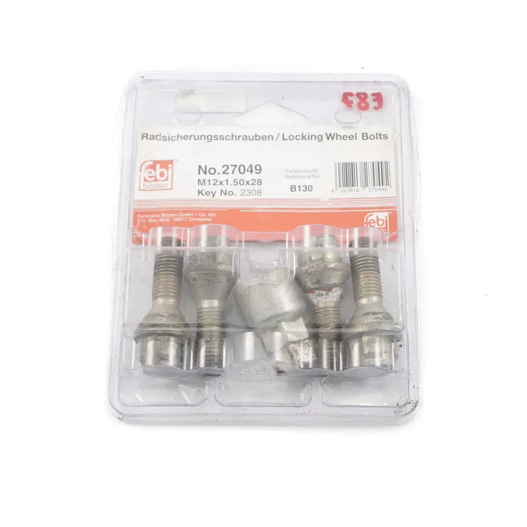 Radschraubensicherung Radschrauben Set M12x1.5x28 für BMW 1 E87 mit Teilenummer Febi 27049 BMW 1 E87 Radschraubensicherung Radschrauben Set M12x1.5x28 - SKU Febi 27049 - Teilenummer Febi 27049