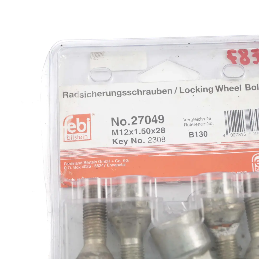 Radschraubensicherung Radschrauben Set M12x1.5x28 für BMW 1 E87 mit Teilenummer Febi 27049 BMW 1 E87 Radschraubensicherung Radschrauben Set M12x1.5x28 - SKU Febi 27049 - Teilenummer Febi 27049