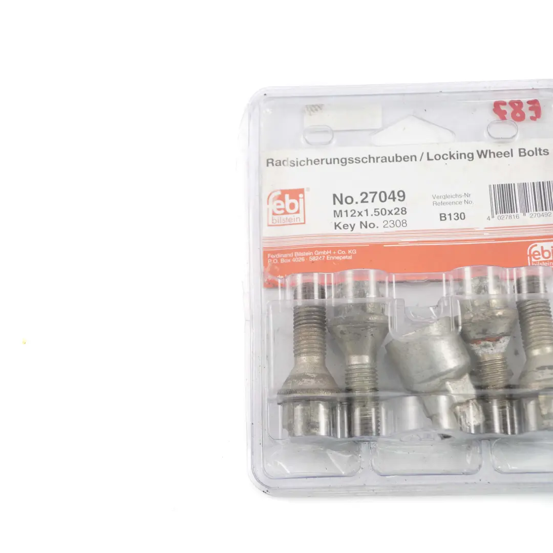 Radschraubensicherung Radschrauben Set M12x1.5x28 für BMW 1 E87 mit Teilenummer Febi 27049 BMW 1 E87 Radschraubensicherung Radschrauben Set M12x1.5x28 - SKU Febi 27049 - Teilenummer Febi 27049