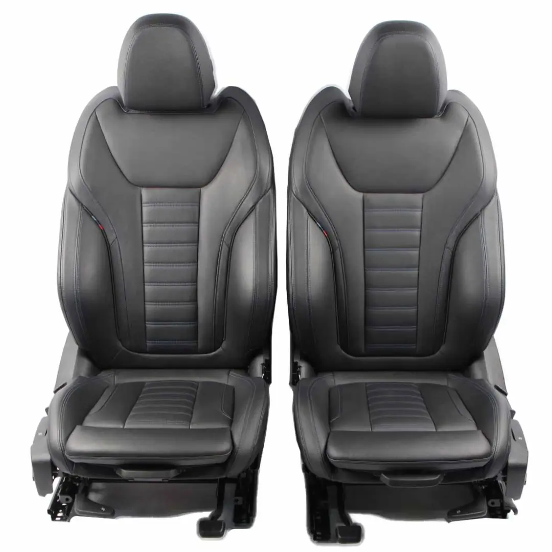  Leather Seats BMW G20 G21 Front Sport Black Vernasca Blue Stitching Heated Seat - SKU G20 G21 Sport Leather Front Seats - Part number G20 G21 Sport Leather Front Seats