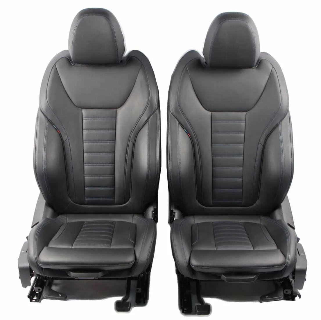 Sedili pelle BMW G20 G21 Anteriore Sport Nero Vernasca Cuciture Blu riscaldato
