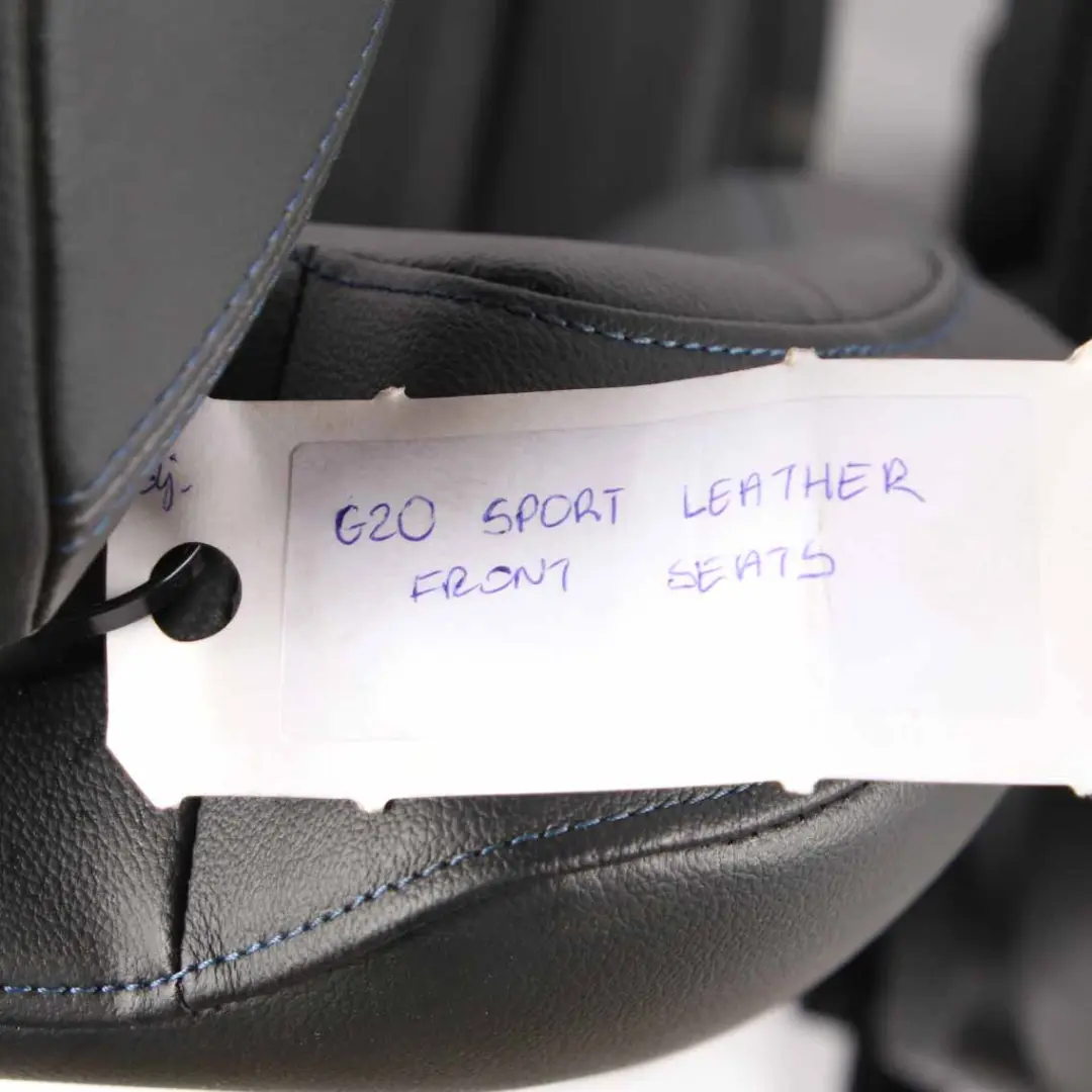  Leather Seats BMW G20 G21 Front Sport Black Vernasca Blue Stitching Heated Seat - SKU G20 G21 Sport Leather Front Seats - Part number G20 G21 Sport Leather Front Seats