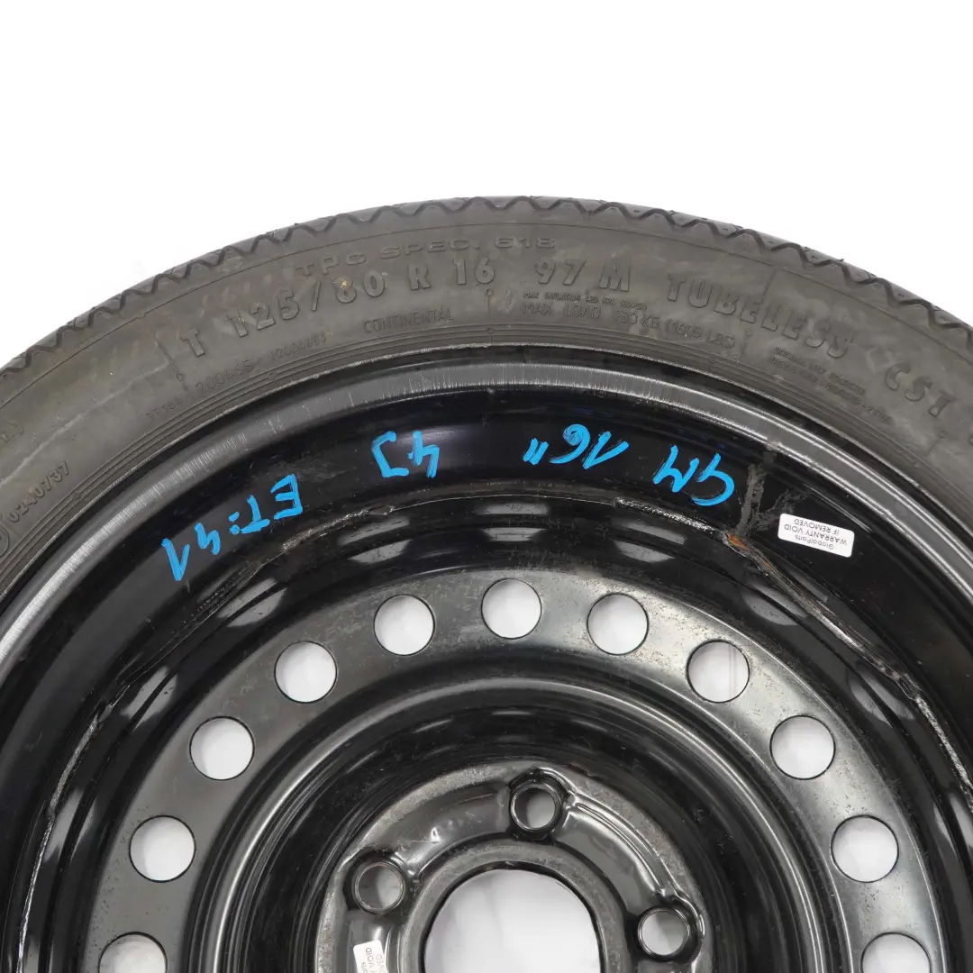 GM General Motors Jante en Acier Roue de Secours 16" 4J ET:41 R16 125/80 - SKU GM 16'' 4J ET:41 - Numéro de pièce GM 16'' 4J ET:41