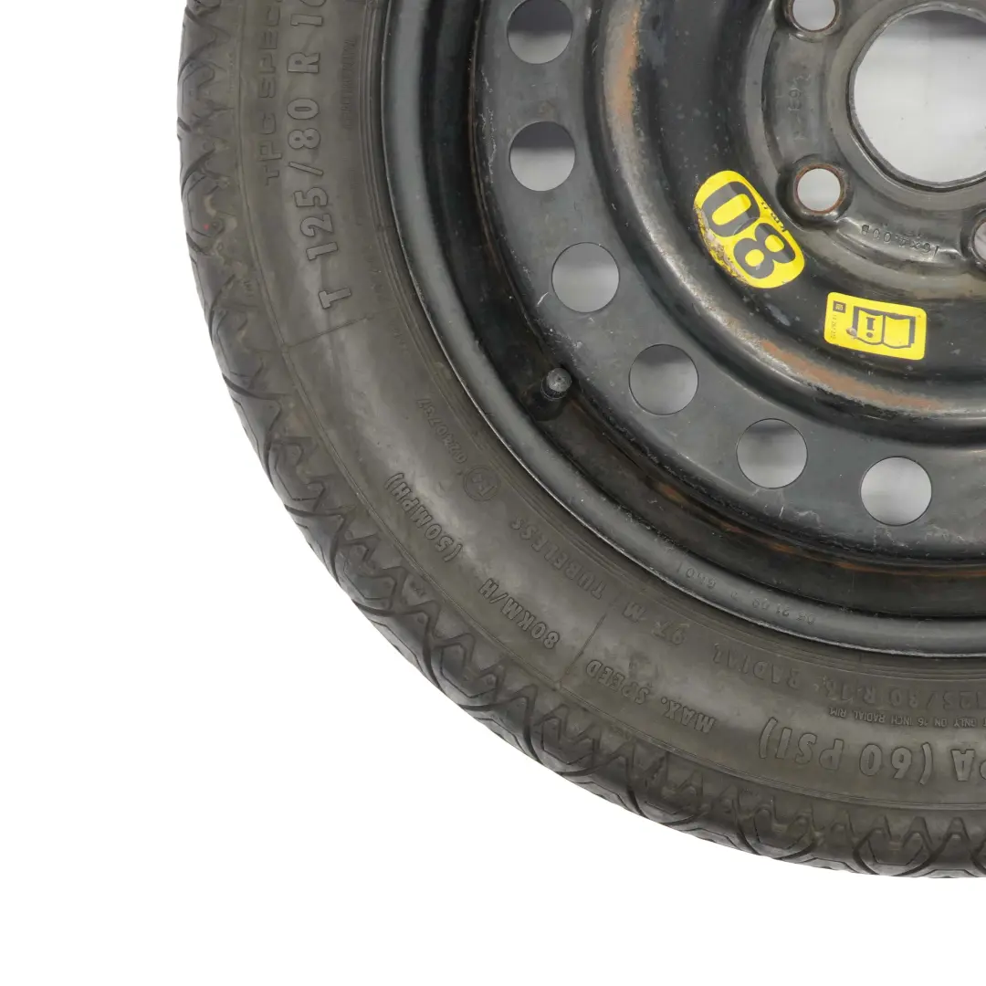 GM General Motors Spare Wheel Steel 16" 4J ET:41 Tyre R16 125/80 Continental - SKU GM 16'' 4J ET:41 - Part number GM 16'' 4J ET:41