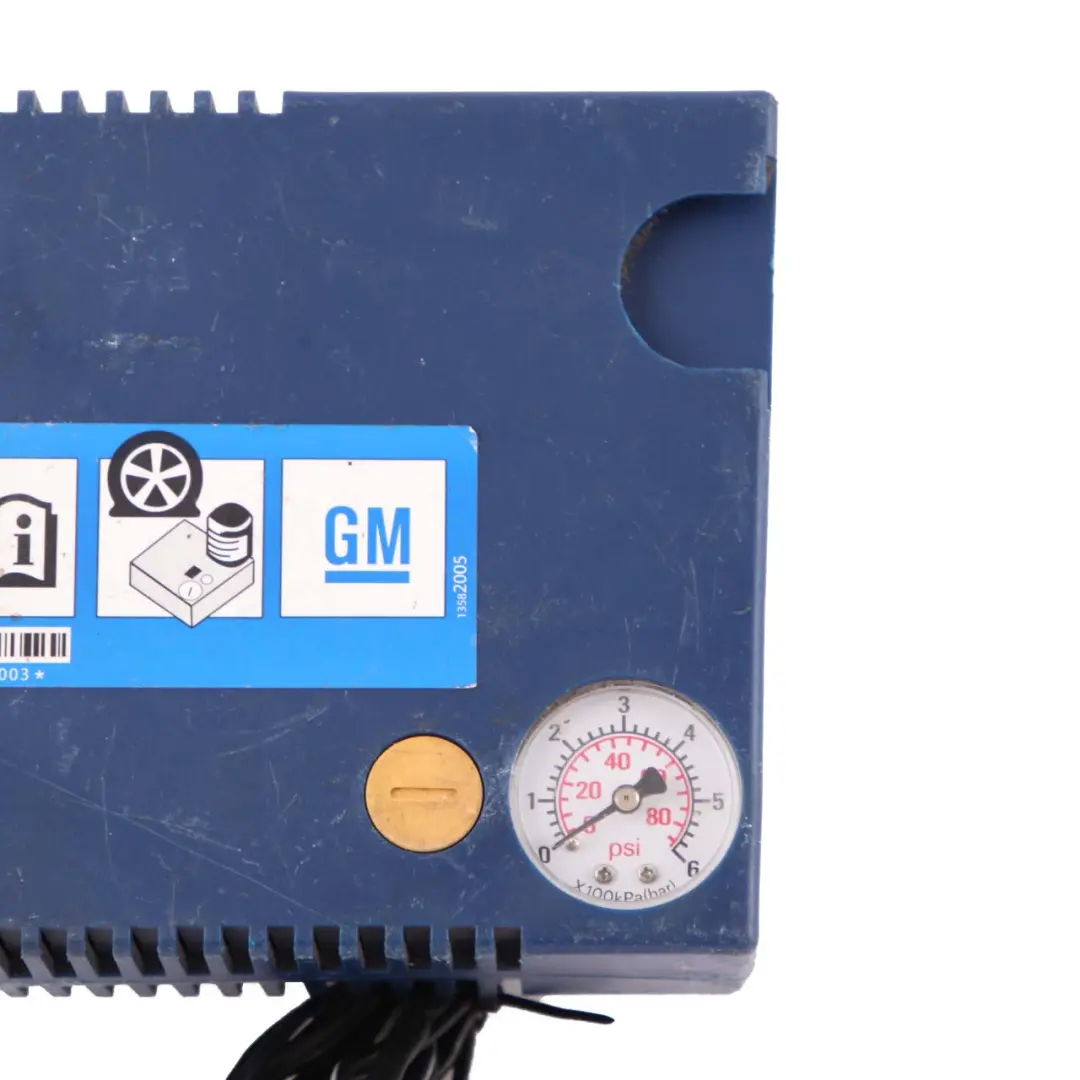 General Motors Emergency Tyre Puncture Repair Kit Air Compressor Tool to with Part number GM Tyre Compressor General Motors Emergency Tyre Puncture Repair Kit Air Compressor Tool - SKU GM Tyre Compressor - Part number GM Tyre Compressor