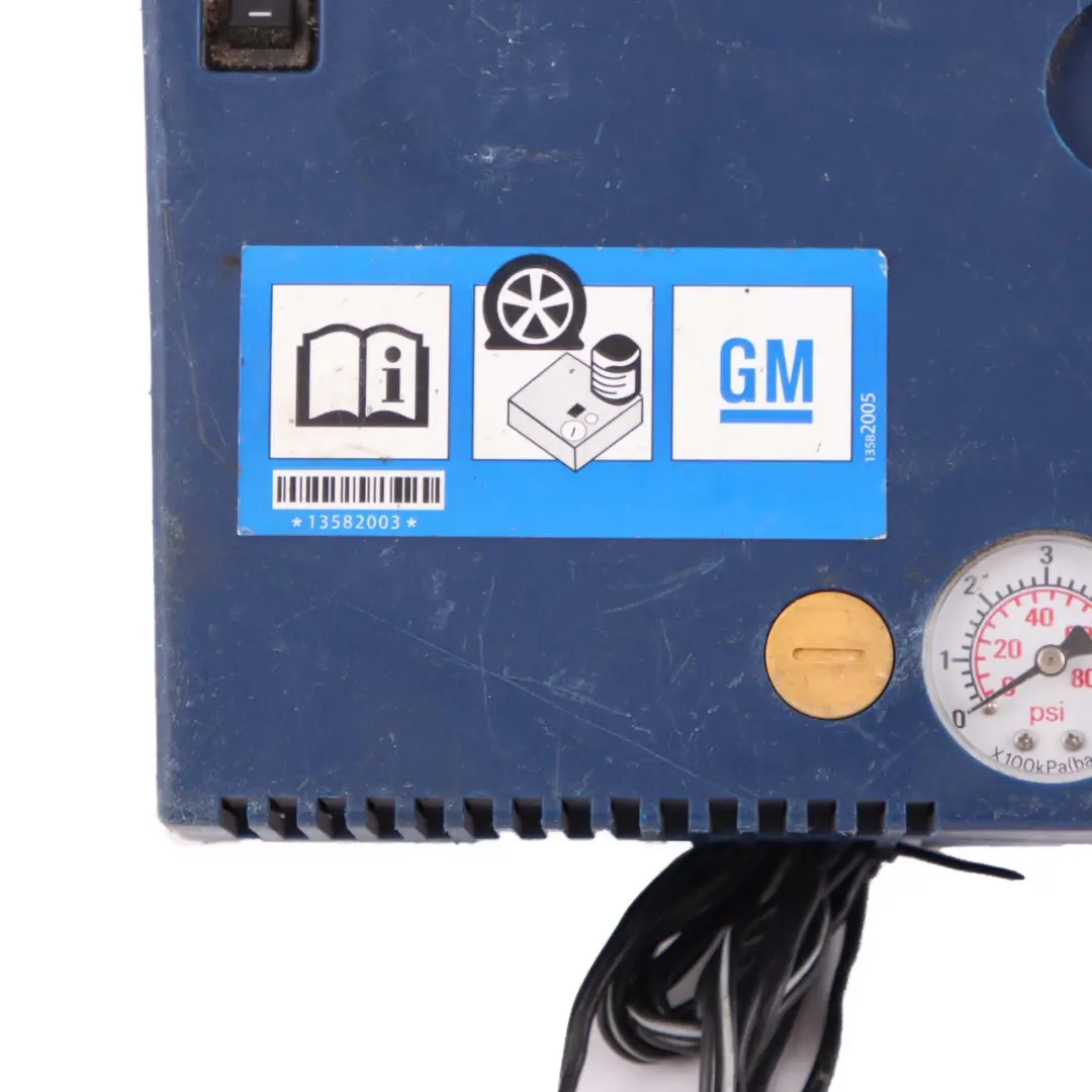 General Motors Emergency Tyre Puncture Repair Kit Air Compressor Tool to with Part number GM Tyre Compressor General Motors Emergency Tyre Puncture Repair Kit Air Compressor Tool - SKU GM Tyre Compressor - Part number GM Tyre Compressor