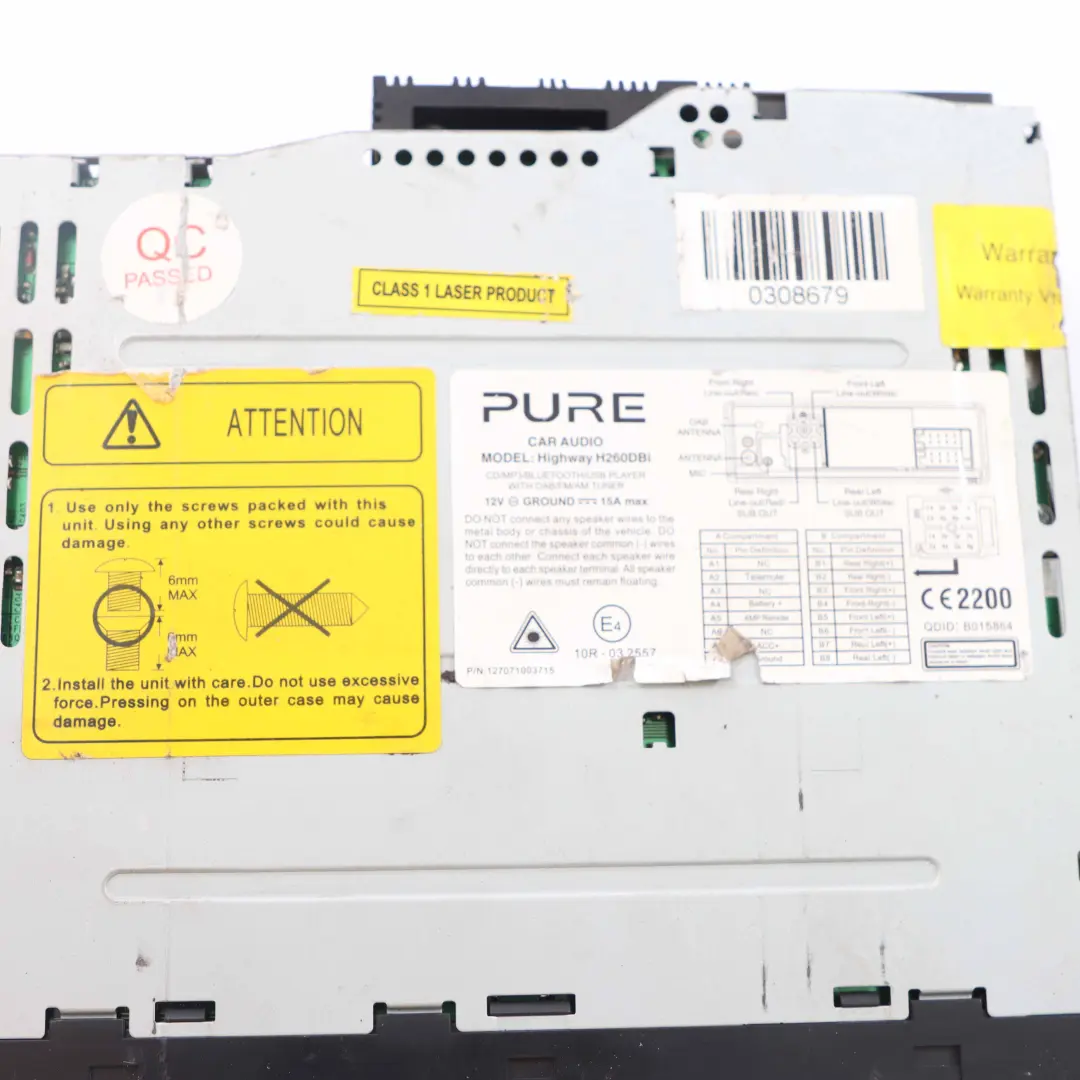 PURE Highway Autoradio stéréo MP3 DAB AUX USB Lecteur audio - SKU H260DBi - Numéro de pièce H260DBi