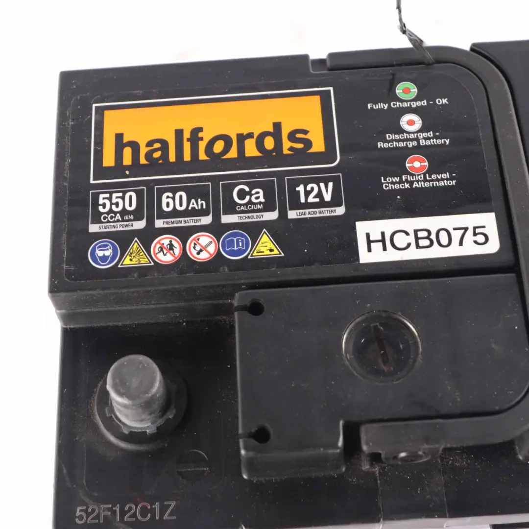 Halfords 12V Calcium Accumulator Battery 60Ah 550A HCB075 to with Part number Halfords 60Ah Accumulator Halfords 12V Calcium Accumulator Battery 60Ah 550A HCB075 - SKU Halfords 60Ah Accumulator-1 - Part number Halfords 60Ah Accumulator
