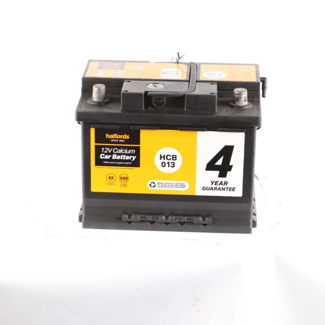  Halfords 12V Calcium Accumulator Battery 62Ah 540A HCB013 - SKU HALFORDS-62AH - Part number Halfords 60Ah Accumulator