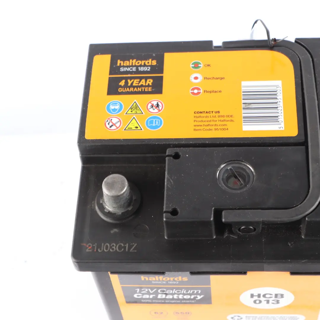  Halfords 12V Calcium Accumulator Battery 62Ah 540A HCB013 - SKU HALFORDS-62AH - Part number Halfords 60Ah Accumulator