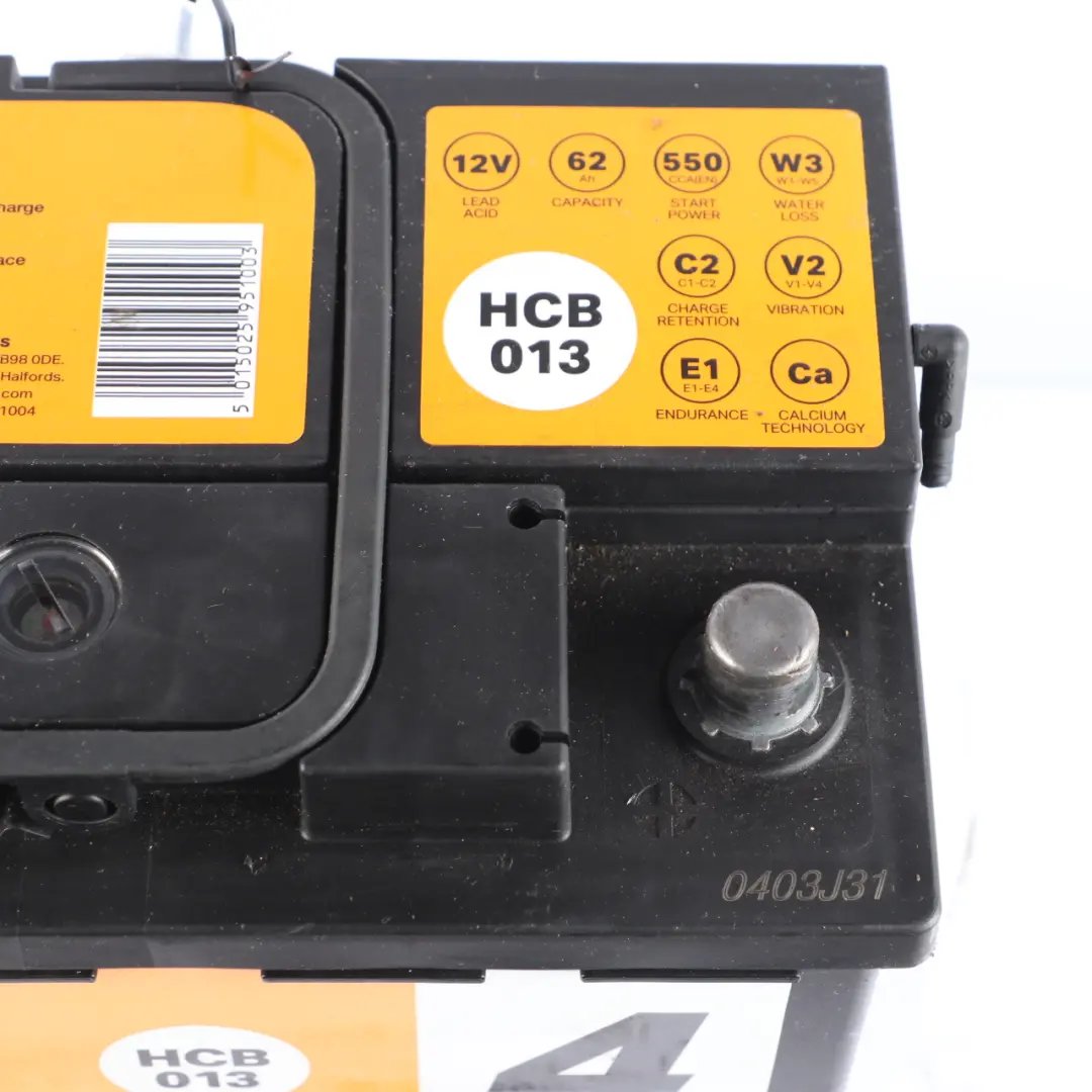 Halfords 12V Calcium Accumulator Battery 62Ah 540A HCB013 to with Part number Halfords 60Ah Accumulator Halfords 12V Calcium Accumulator Battery 62Ah 540A HCB013 - SKU HALFORDS-62AH - Part number Halfords 60Ah Accumulator