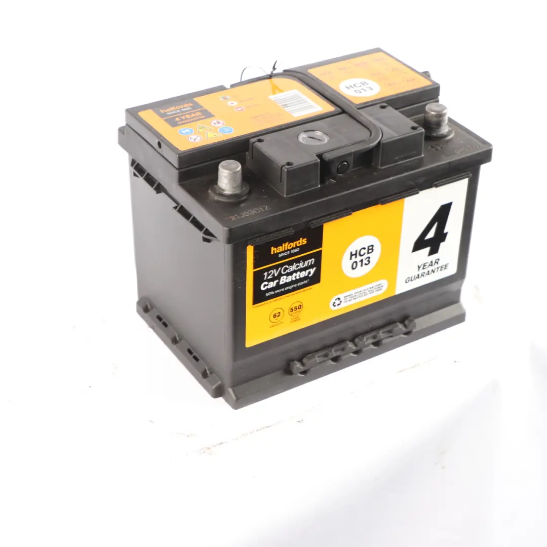  Halfords 12V Calcium Accumulator Battery 62Ah 540A HCB013 - SKU HALFORDS-62AH - Part number Halfords 60Ah Accumulator