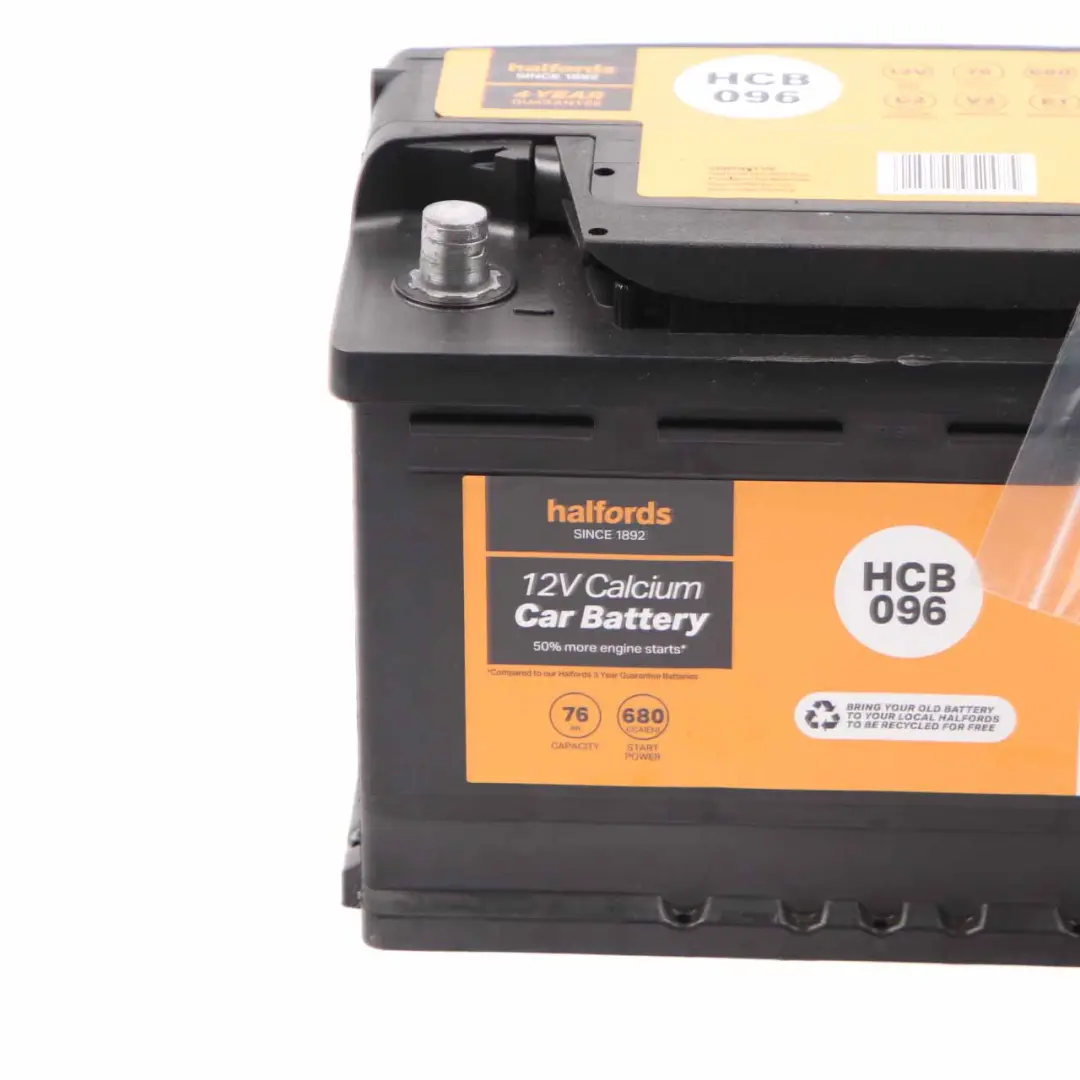  Halfords 12V Calcium Accumulator Battery 76Ah 680A HCB096 - SKU Halfords 76Ah Accumulator-2 - Part number Halfords 76Ah Accumulator