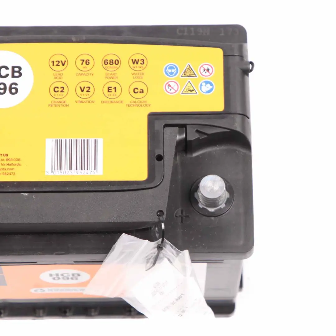 Halfords 12V Calcium Accumulator Battery 76Ah 680A HCB096 to with Part number Halfords 76Ah Accumulator Halfords 12V Calcium Accumulator Battery 76Ah 680A HCB096 - SKU Halfords 76Ah Accumulator-2 - Part number Halfords 76Ah Accumulator