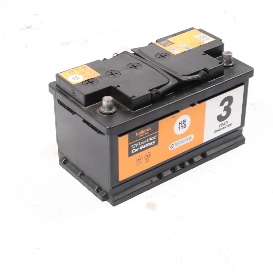 Halfords 12V Lead Acid Accumulator Battery 80Ah 760A HB110  - SKU Halfords 80Ah Accumulator-1 - Part number Halfords 80Ah Accumulator