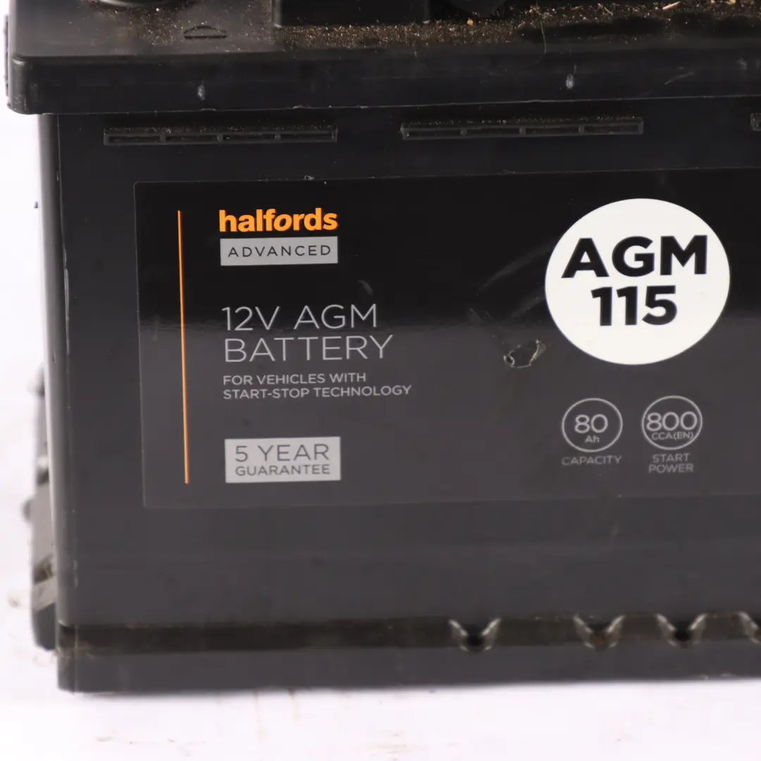 Halfords 12V AGM 115 Start Stop Accumulator Battery 80Ah 800A to with Part number Halfords 80Ah AGM Halfords 12V AGM 115 Start Stop Accumulator Battery 80Ah 800A - SKU HALFORDS-AGM-80AH - Part number Halfords 80Ah AGM