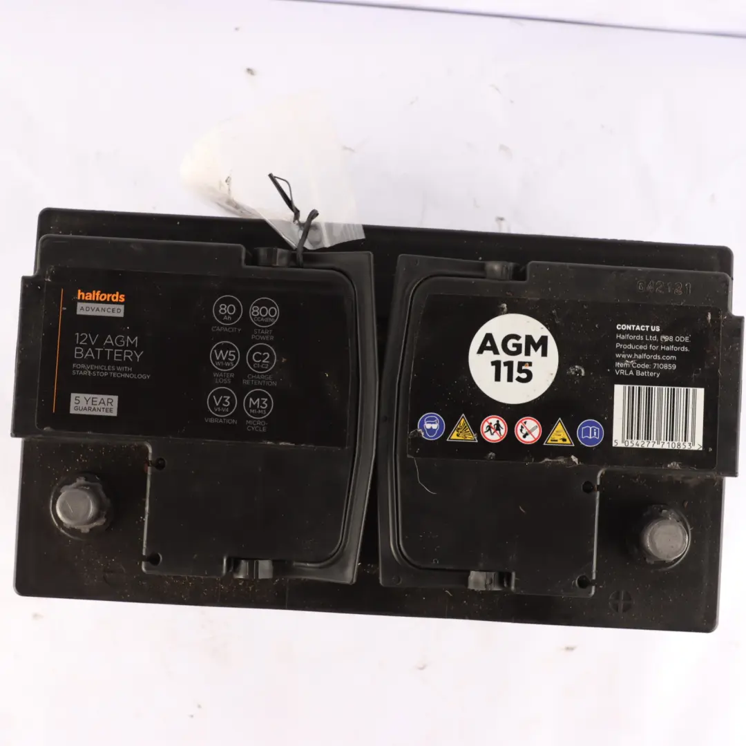  Halfords 12V AGM 115 Start Stop Accumulator Battery 80Ah 800A - SKU HALFORDS-AGM-80AH - Part number Halfords 80Ah AGM