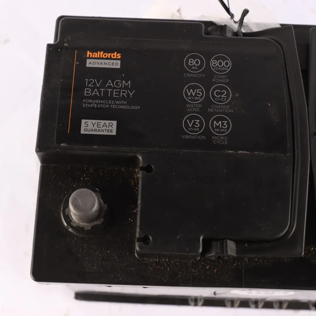 Halfords 12V AGM 115 Start Stop Accumulator Battery 80Ah 800A to with Part number Halfords 80Ah AGM Halfords 12V AGM 115 Start Stop Accumulator Battery 80Ah 800A - SKU HALFORDS-AGM-80AH - Part number Halfords 80Ah AGM