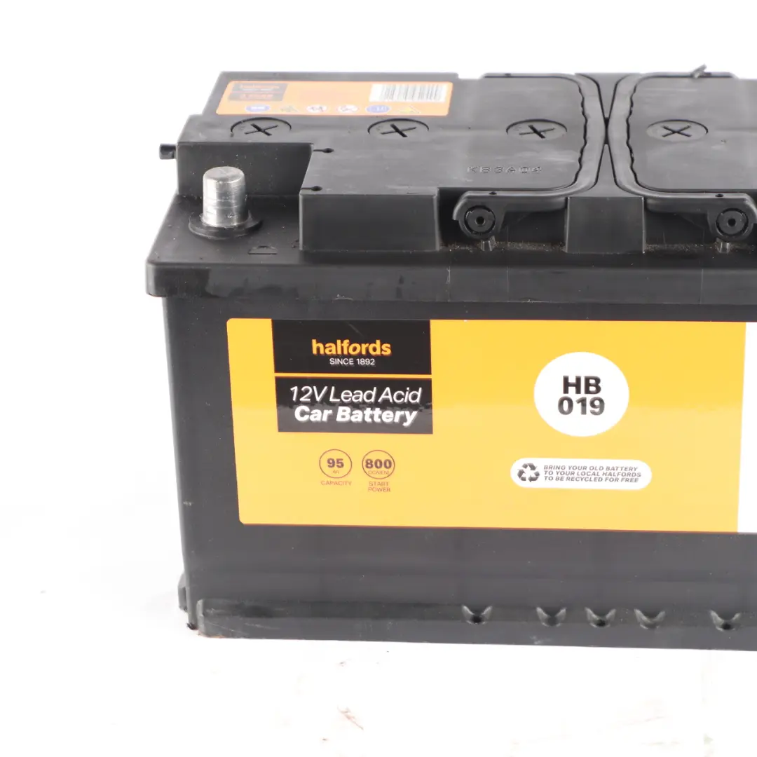 Halfords 12V Lead Acid Accumulator Battery 95Ah 800A HB019 to with Part number Halfords 95Ah Acid Accumulator Halfords 12V Lead Acid Accumulator Battery 95Ah 800A HB019 - SKU Halfords 95Ah Acid Accumulator-2 - Part number Halfords 95Ah Acid Accumulator