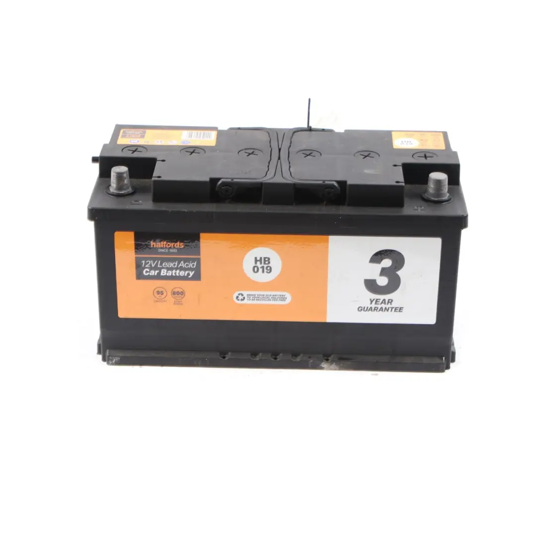 Halfords 12V Lead Acid Accumulator Battery 95Ah 800A HB019 - SKU Halfords 95Ah Acid Accumulator - Part number Halfords 95Ah Acid Accumulator