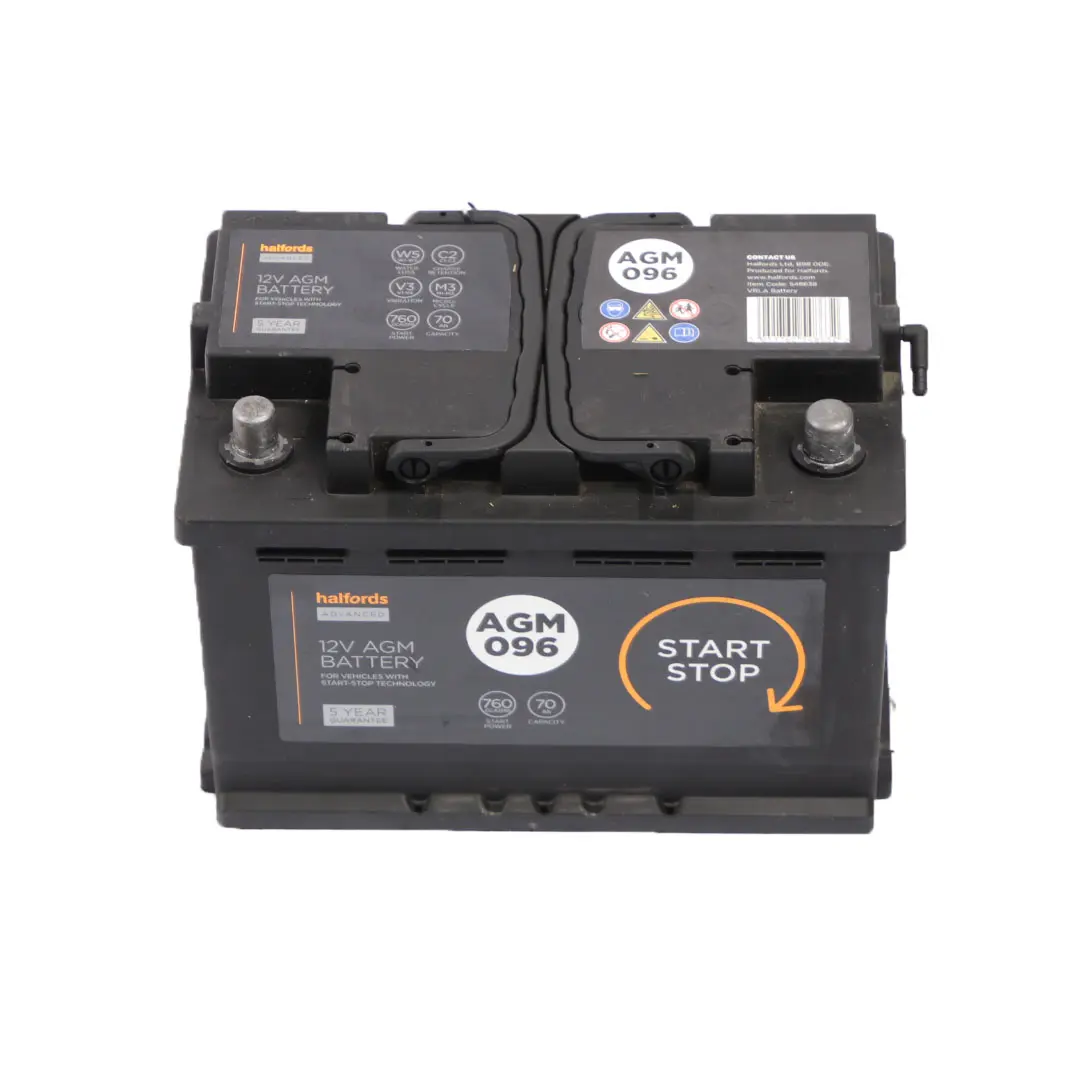 Halfords Advanced 12V AGM 096 Start Stop Accumulator Battery 70Ah 760A