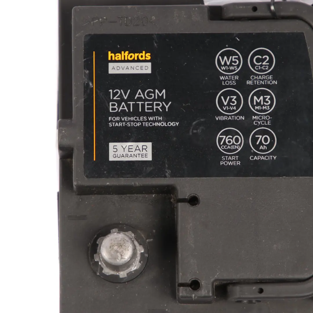  Halfords Advanced 12V AGM 096 Start Stop Accumulator Battery 70Ah 760A - SKU HALFORDS-ADVANCED-AGM-70AH - Part number Halfords Advanced 80Ah
