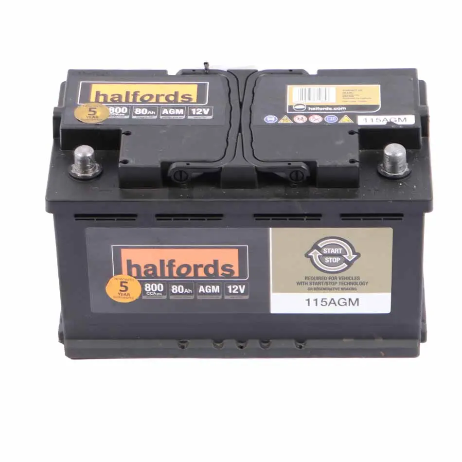 Halfords Advanced 12V AGM 115 Start Stop Accumulator Battery 80Ah 800A to with Part number Halfords Advanced 80Ah Halfords Advanced 12V AGM 115 Start Stop Accumulator Battery 80Ah 800A - SKU Halfords Advanced 80Ah - Part number Halfords Advanced 80Ah