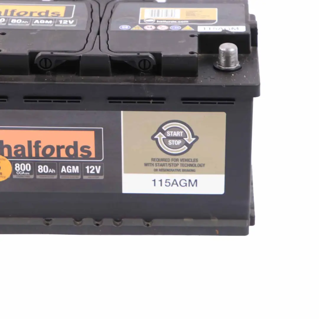 Halfords Advanced 12V AGM 115 Start Stop Accumulator Battery 80Ah 800A to with Part number Halfords Advanced 80Ah Halfords Advanced 12V AGM 115 Start Stop Accumulator Battery 80Ah 800A - SKU Halfords Advanced 80Ah - Part number Halfords Advanced 80Ah