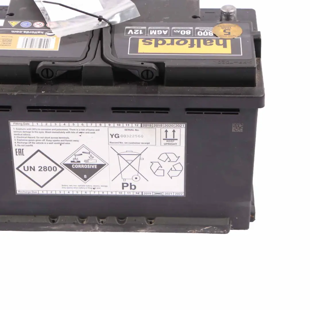  Halfords Advanced 12V AGM 115 Start Stop Accumulator Battery 80Ah 800A - SKU Halfords Advanced 80Ah - Part number Halfords Advanced 80Ah
