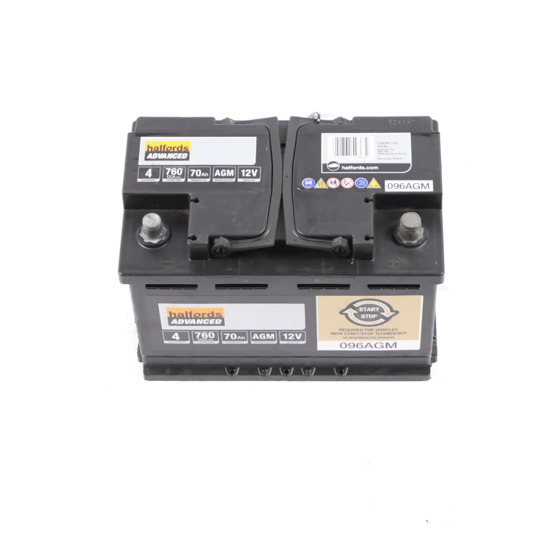  Halfords 12V Start Stop AGM Accumulator Battery 70Ah 760A 096AGM - SKU Halfords AGM 70Ah - Part number Halfords AGM 70Ah