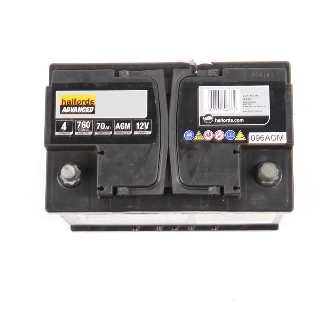 Halfords 12V Start Stop AGM Accumulator Battery 70Ah 760A 096AGM - SKU Halfords AGM 70Ah - Part number Halfords AGM 70Ah