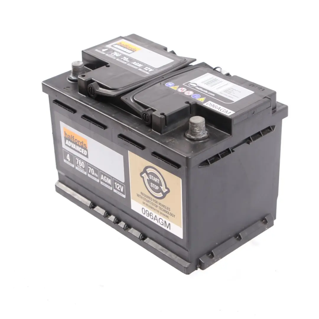  Halfords 12V Start Stop AGM Accumulator Battery 70Ah 760A 096AGM - SKU Halfords AGM 70Ah - Part number Halfords AGM 70Ah