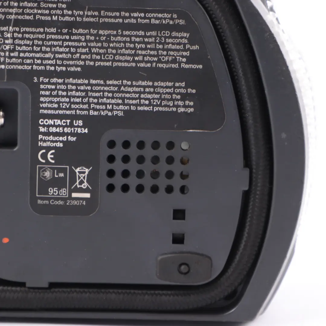  Halfords Rapid Digital Tyre Inflator Emergency Tyre Compressor Flashlight - SKU Halfords Compressor - Part number Halfords Compressor