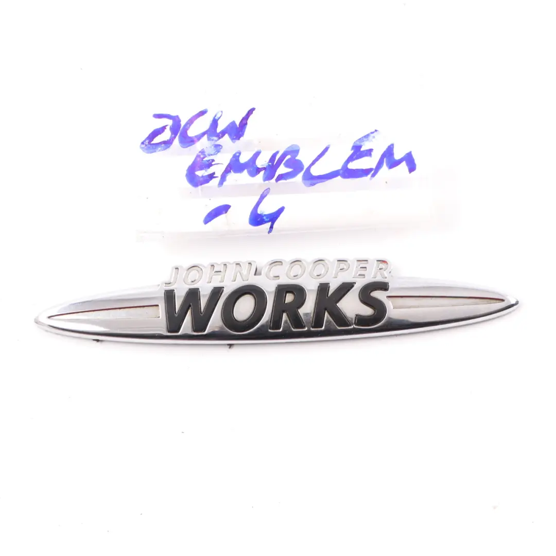 Stamp Badge Trim to Mini Cooper S John Cooper Works Logo with Part number JCW Emblem Mini Cooper S John Cooper Works Logo Stamp Badge Trim - SKU JCW-Emblem-4 - Part number JCW Emblem