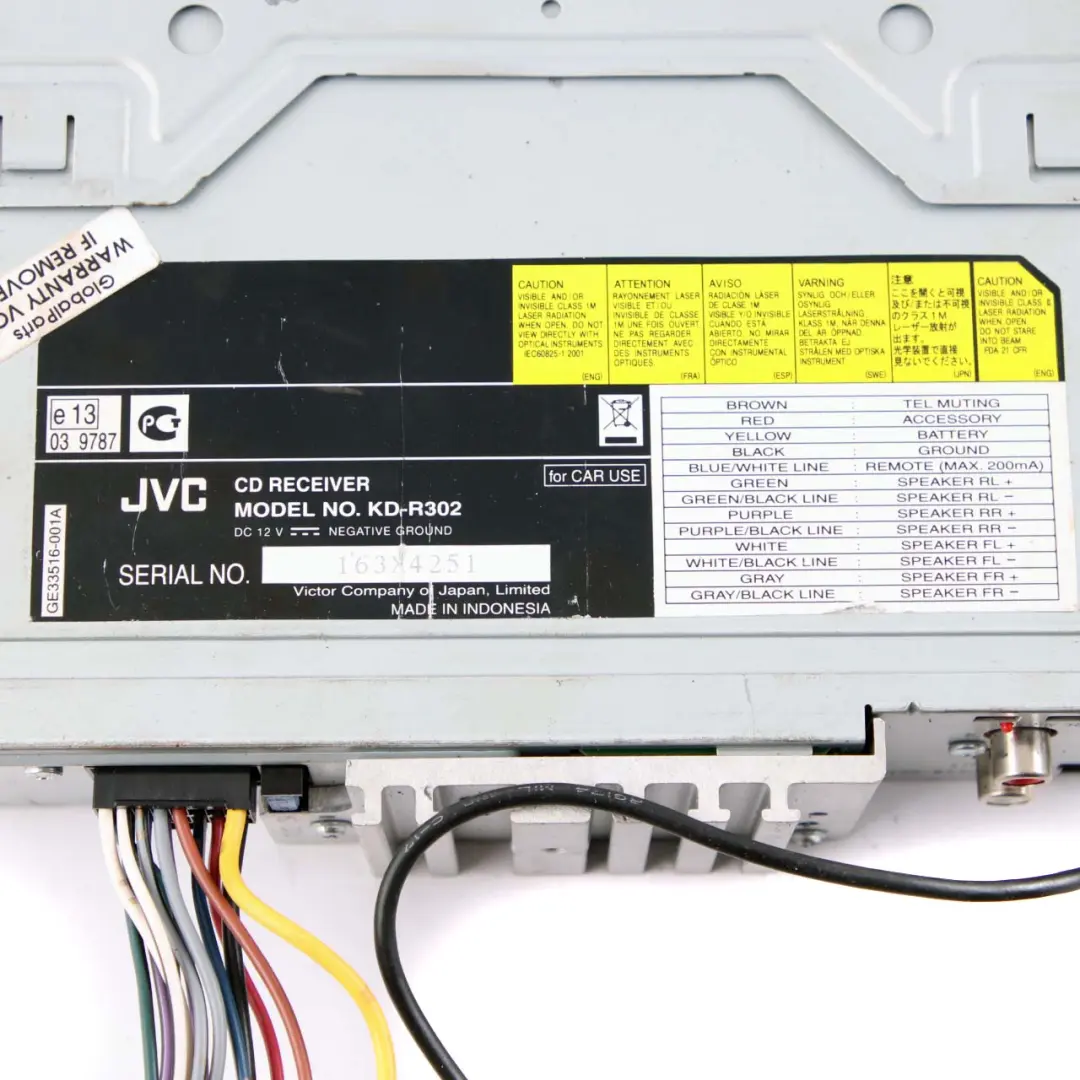 Genuine JVC Car Radio Stereo CD MP3 Audio Player Head Unit to with Part number KD-R302 Genuine JVC Car Radio Stereo CD MP3 Audio Player Head Unit - SKU KD-R302 - Part number KD-R302