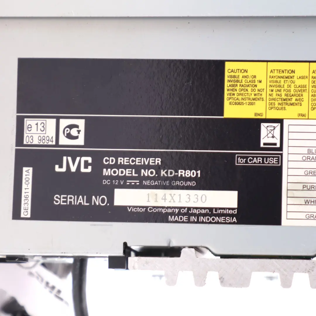 Genuine JVC Car Radio Stereo MP3 Audio Player Bluetooth Head Unit to with Part number KD-R801 Genuine JVC Car Radio Stereo MP3 Audio Player Bluetooth Head Unit - SKU KD-R801 - Part number KD-R801