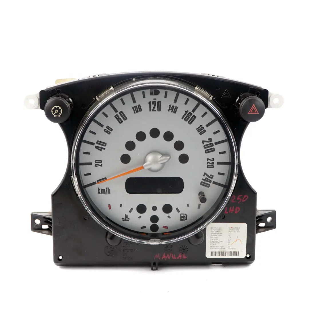 Speedometer Speedo Clock Instrument Cluster to Mini Cooper One R50 R53 S with Part number 6953544 Mini Cooper One R50 R53 S Speedometer Speedo Clock Instrument Cluster - SKU lhd-6953544 - Part number 6953544
