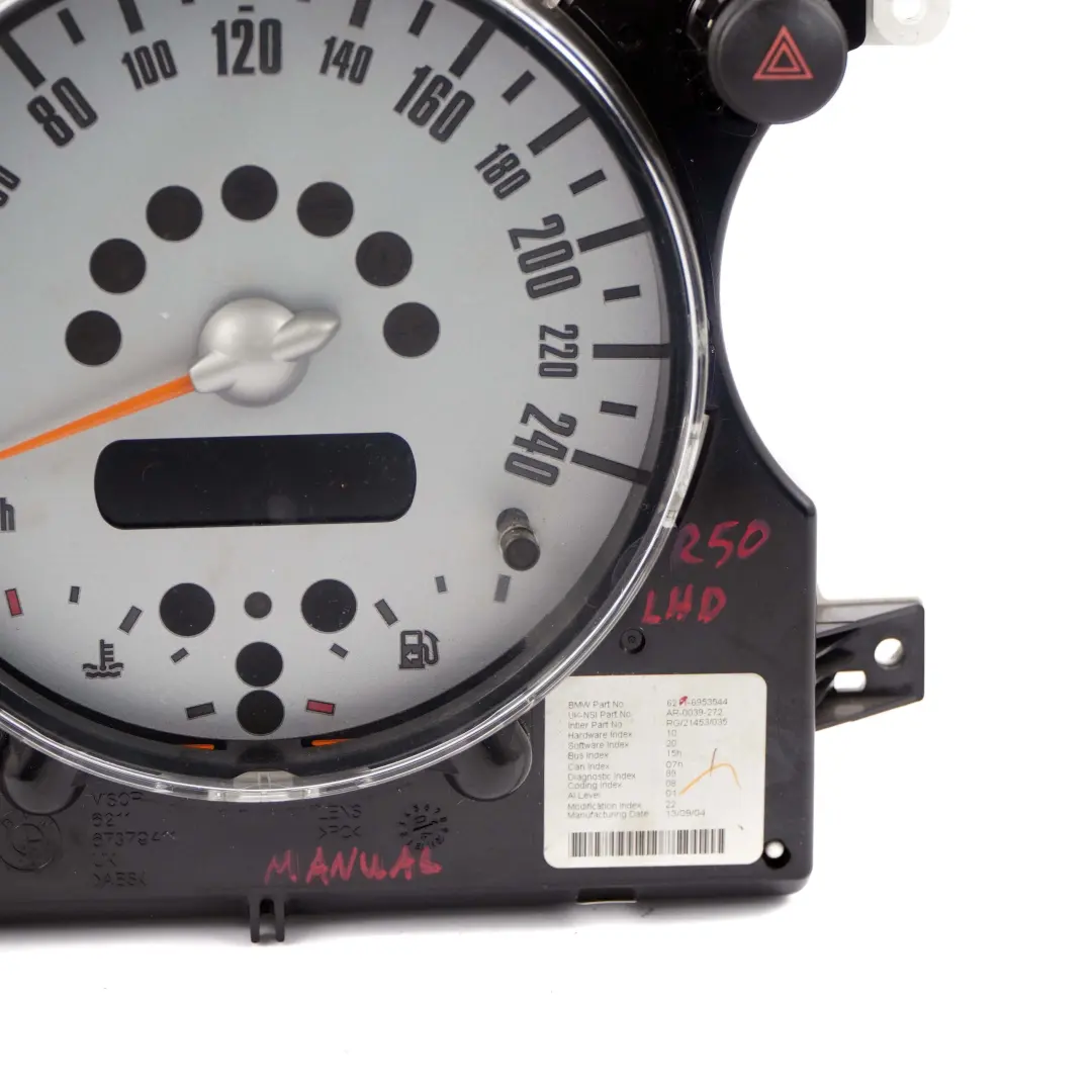 Tacho Tachometer Instrumentenkombination Manual für Mini Cooper One R50 R53 S mit Teilenummer 6953544 Mini Cooper One R50 R53 S Tacho Tachometer Instrumentenkombination Manual - SKU lhd-6953544 - Teilenummer 6953544