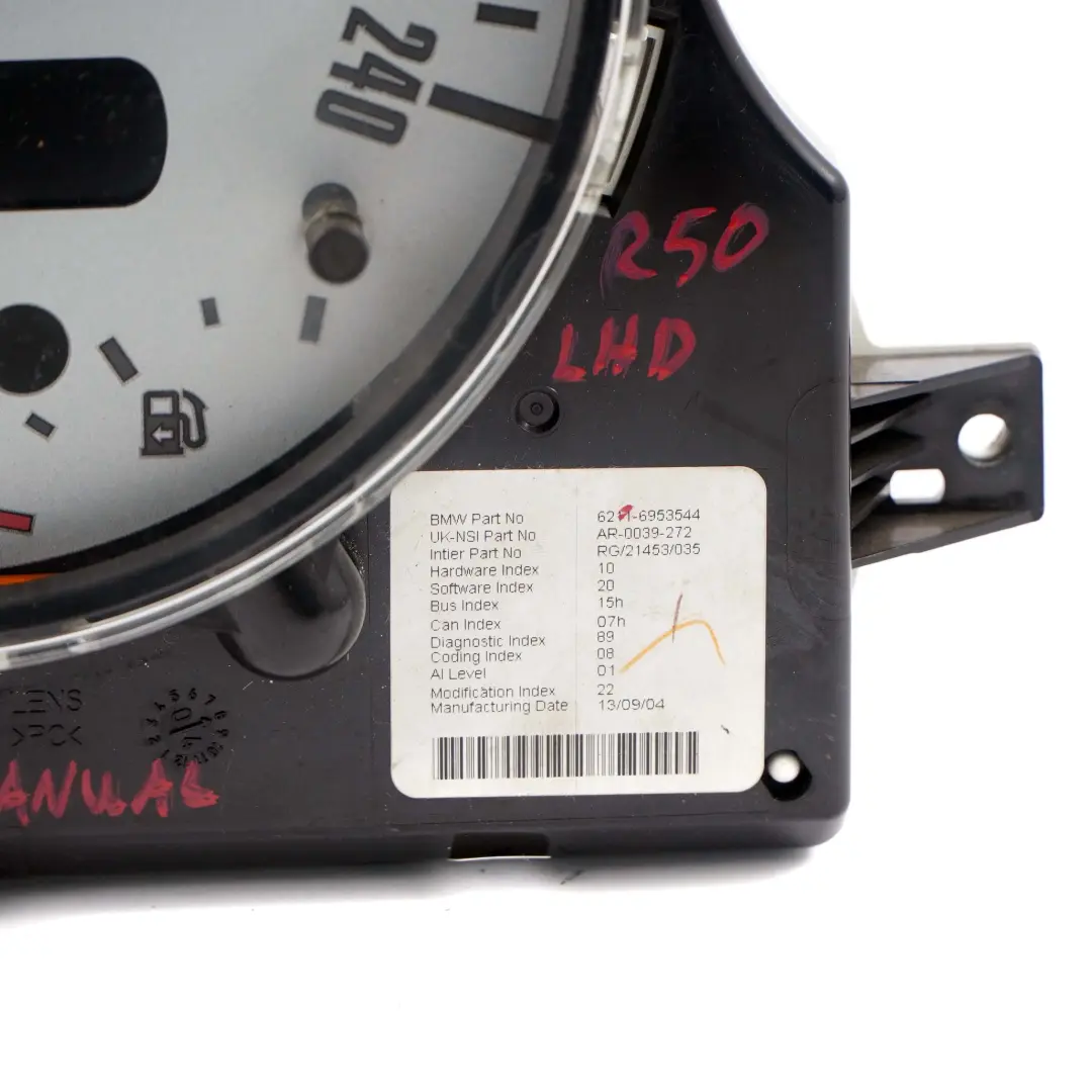Tacho Tachometer Instrumentenkombination Manual für Mini Cooper One R50 R53 S mit Teilenummer 6953544 Mini Cooper One R50 R53 S Tacho Tachometer Instrumentenkombination Manual - SKU lhd-6953544 - Teilenummer 6953544