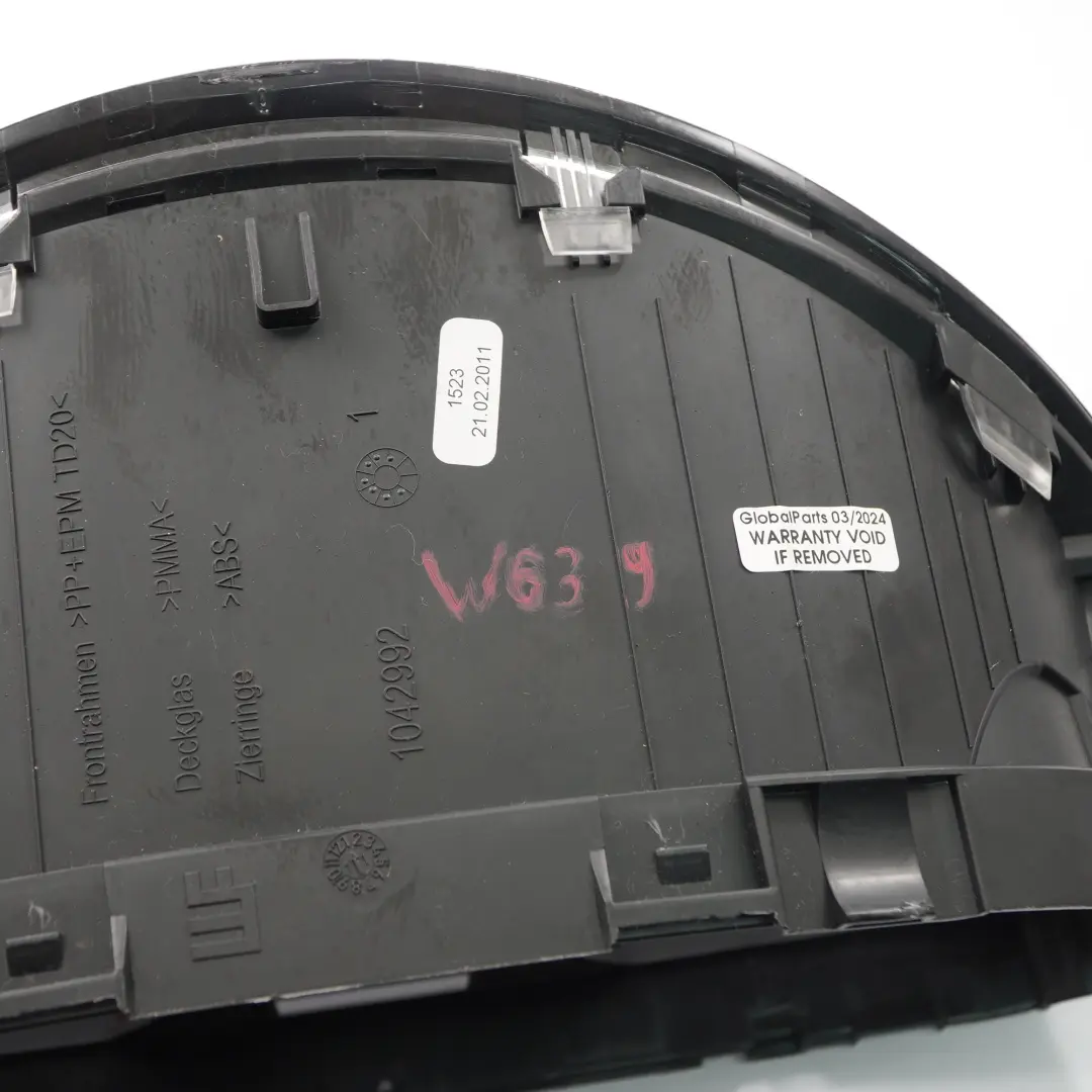 Mercedes W639 Cluster Instrumentos Speedo Relojes Embellecedor cristal - SKU Mercedes W639 Speedo Glass - Número de pieza Mercedes W639 Speedo Glass