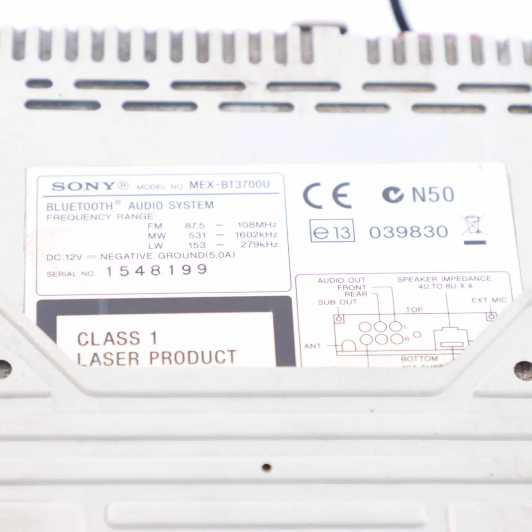 Genuine Sony CD Bluetooth USB Stereo Audio Player Head Unit to with Part number MEX-BT3700U Genuine Sony CD Bluetooth USB Stereo Audio Player Head Unit - SKU MEX-BT3700U - Part number MEX-BT3700U