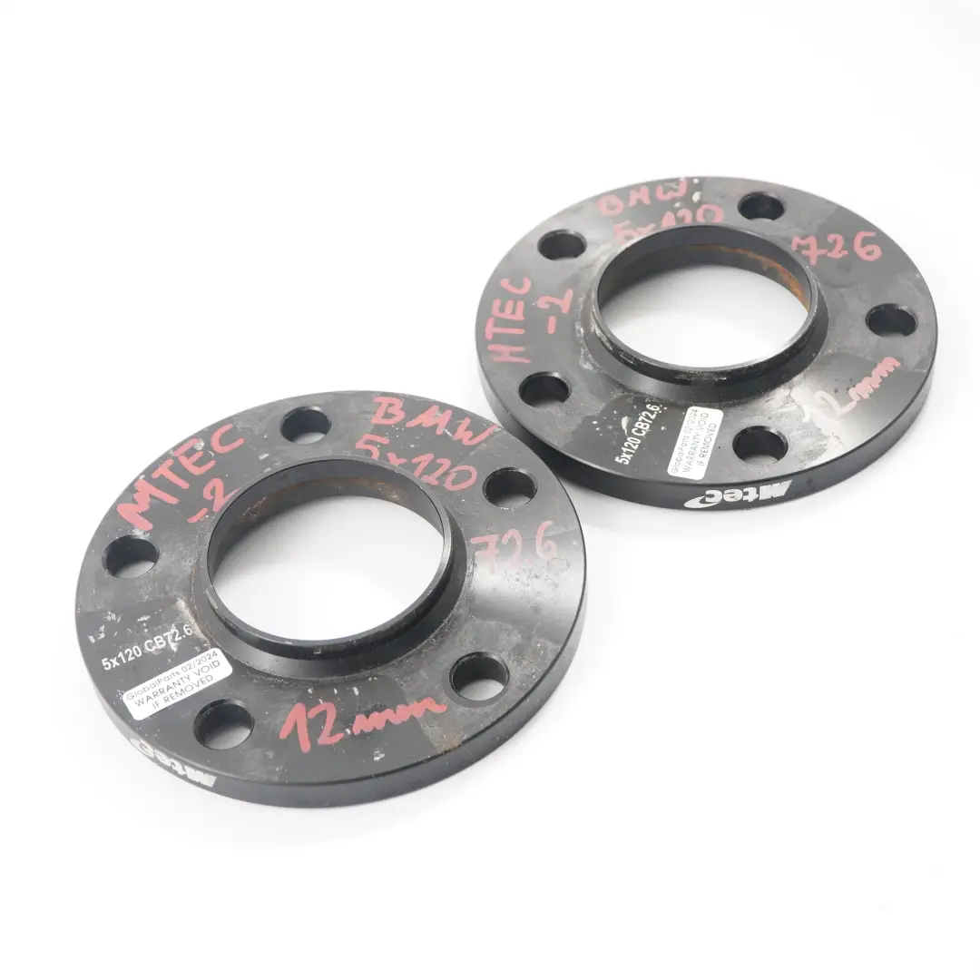  MTEC Cales d'espacement pour roues en alliage BMW 5x120 72.6mm 12mm Paire - SKU MTEC BMW Spacers-2 - Numéro de pièce MTEC BMW Spacers