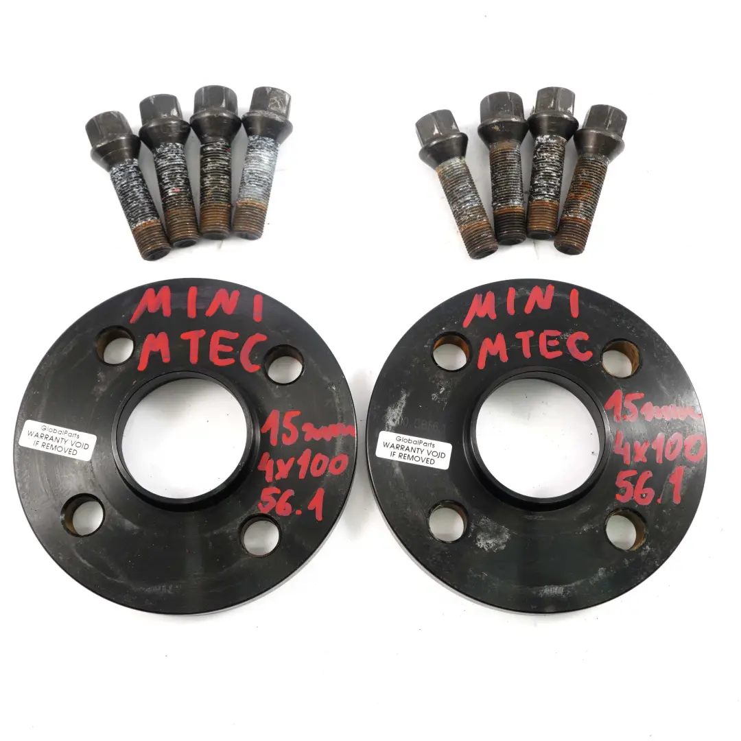  MTEC Alloy Wheel Spacers Hubcentric Shims Mini 4x100 56.1mm 15mm + Bolts - SKU MTEC Mini Spacer Set 4x100 - Part number Mini Spacer Set 4x100